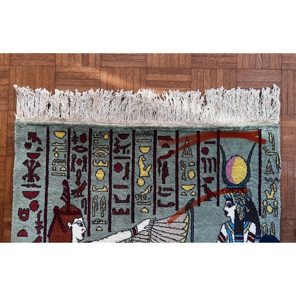 Egyptian Pharoah And Hieroglyphic Theme Rug/decorative wall Hanging - Picture 2 of 15